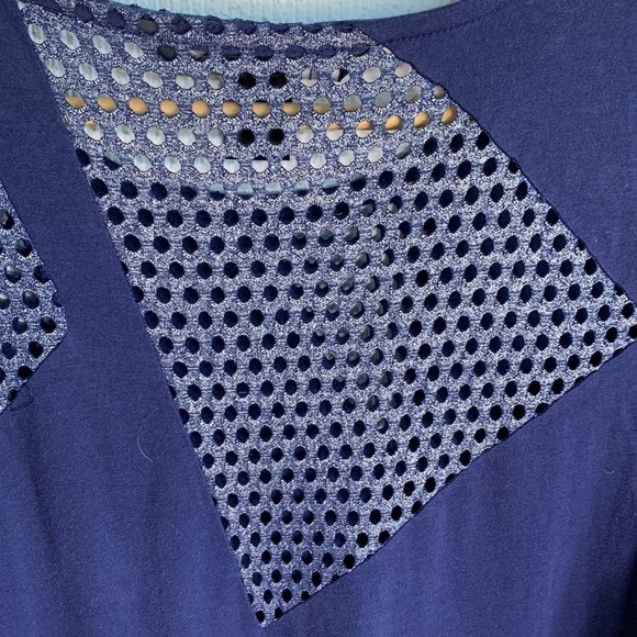 Marc By Marc Jacobs Blue Navy Mesh Cotton Modal Blue Sheath Dress sz L - Picture 7 of 8